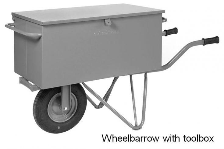 Wheelbarrow with lockable toolbox